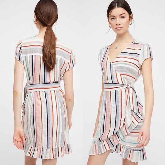FREE PEOPLE | ‘Wrap It Up’ striped mini dress - Picture 4 of 12